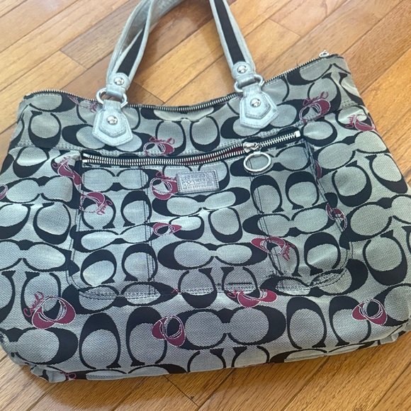 Coach Black and Red Signature Tote - Picture 1 of 3